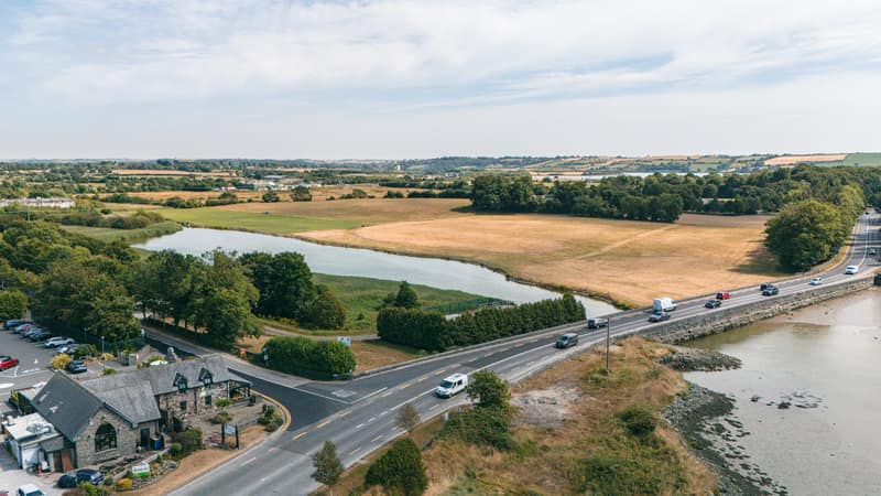 Aerial view of Bramley Lodge beside the estuary at Tullagreen, Carrigtwohill