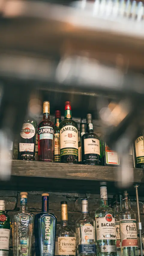 The back-bar spirit shelves