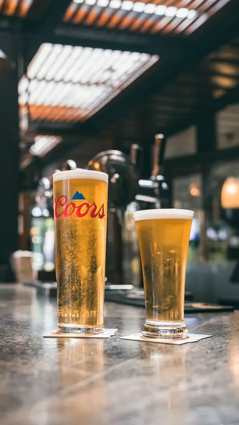 Two pints of stout settling on the bar