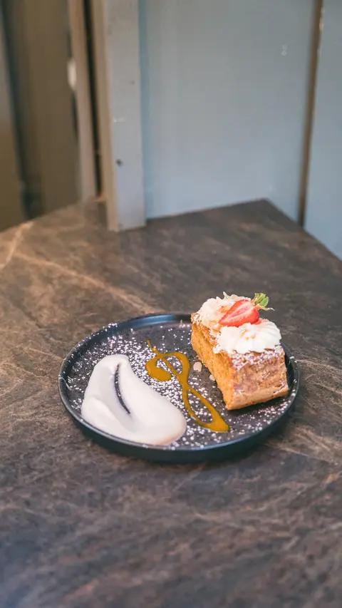 A slice of cake, baked in-house